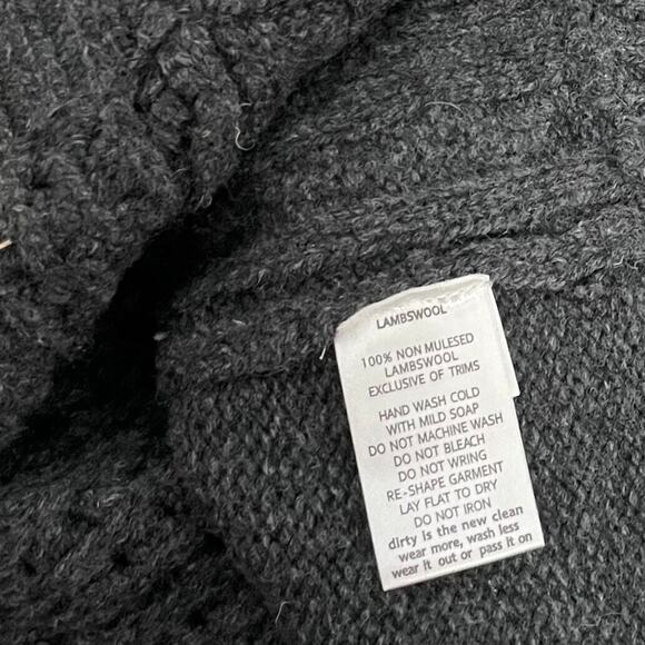 Toad & Co Size Large Charcoal Chunky Cable Knit Kintail Lambswool Sweater Tunic - Picture 7 of 12